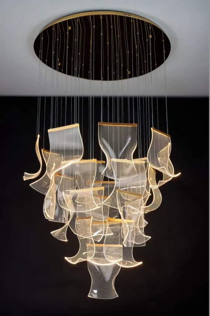 Sculptural glass chandelier