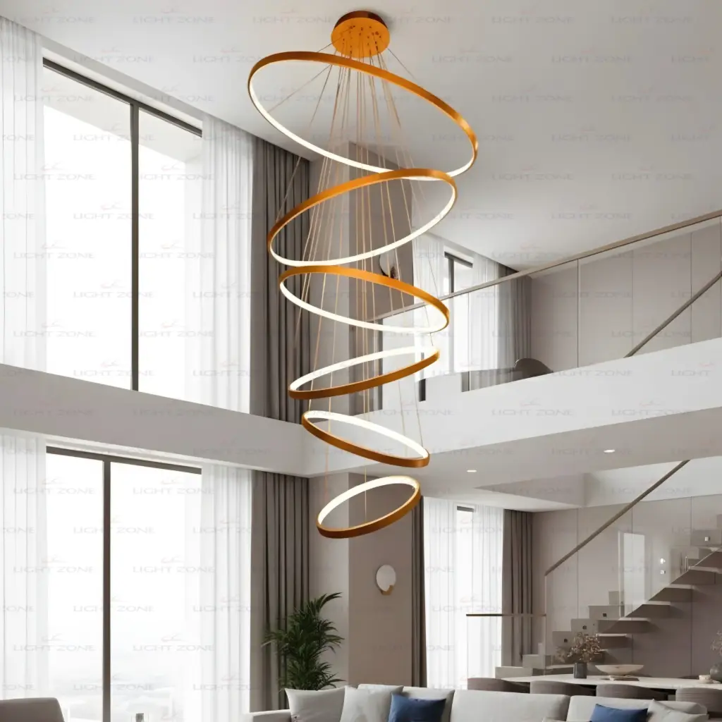 Floating Orbit Double Height Chandelier