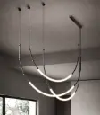 Sculptural Arc Double Height Linear Chandelier