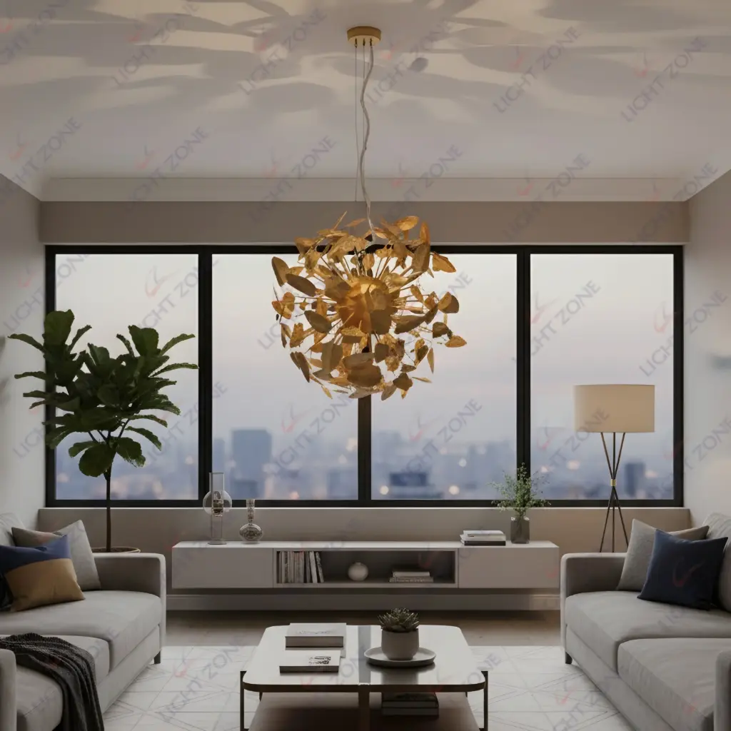 Sphere Gold Leaf Chandelier
