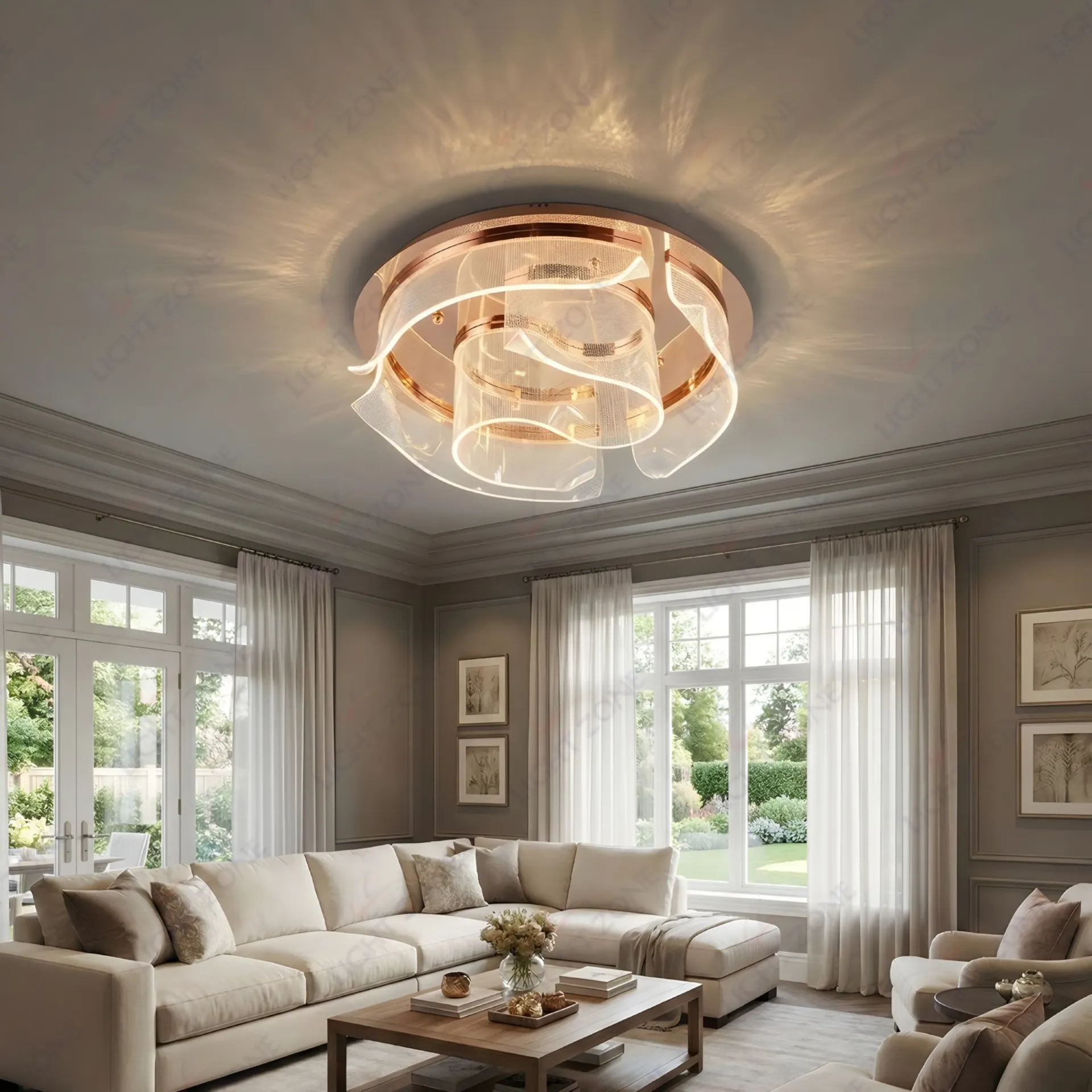 Opaline Wave Surface Mounted Chandelier