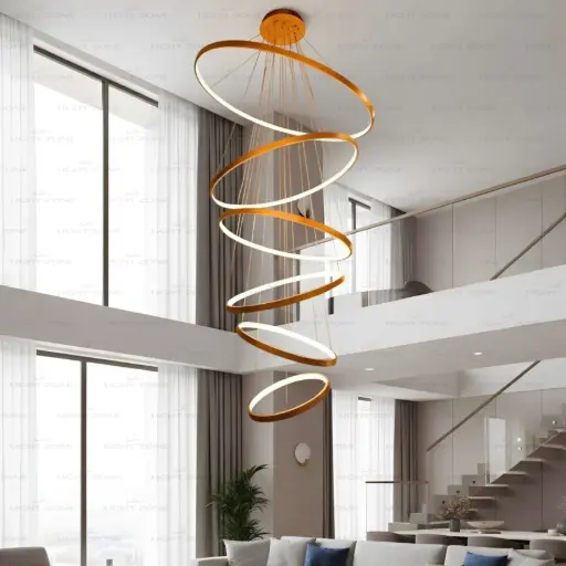 Floating Orbit Double Height Chandelier