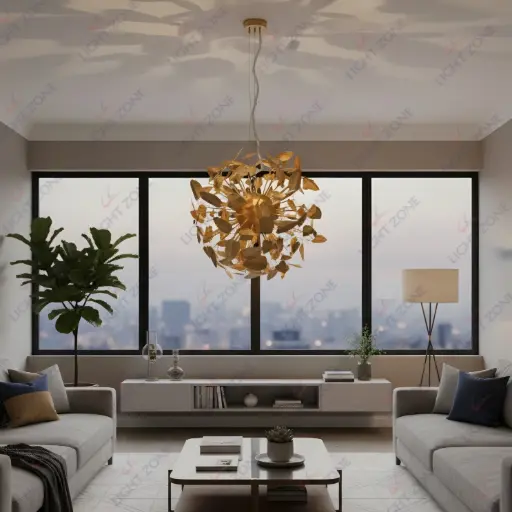 Sphere Gold Leaf Chandelier